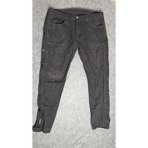 mnml Snap Cargo Pants Mens 36 Washed Black Double Knee Zipper Ankle Streetwear